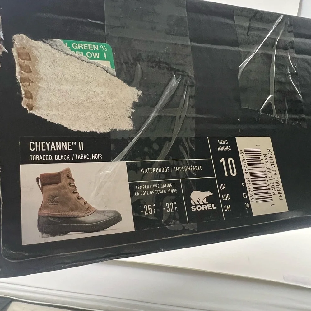 NWT Sorel Mens Cheyanne II Lace Up Brown & Black Snow Boot Size 10
